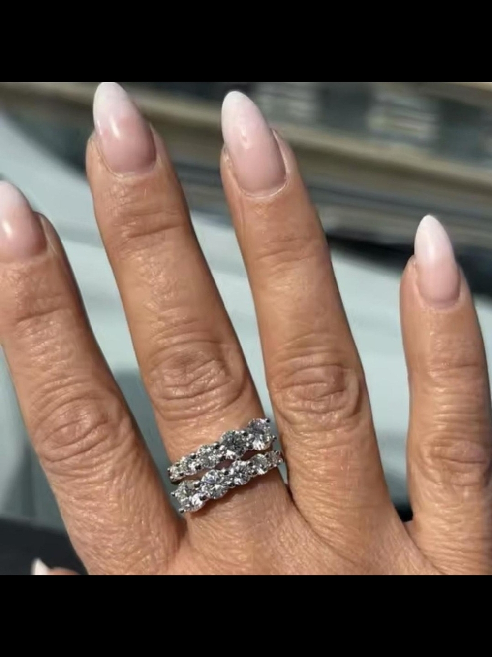 VVS1 Moissanite Double row 10 Stone Ring in size 6 US